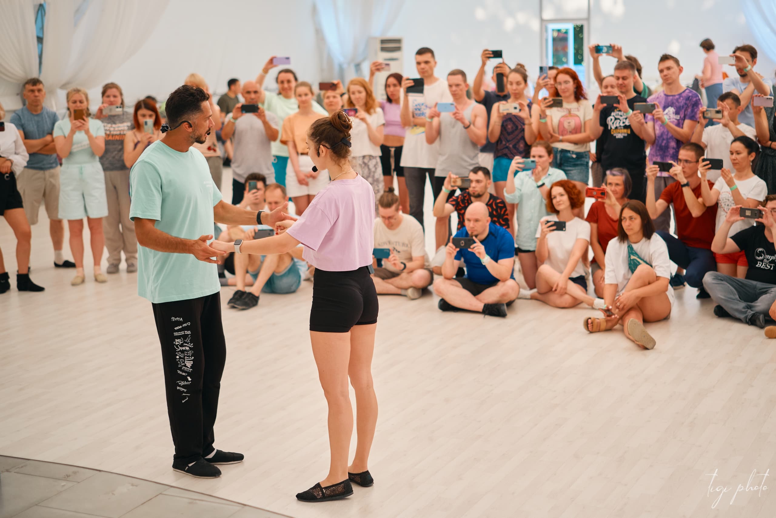 West Coast Swing close embrace and connection on social floor
